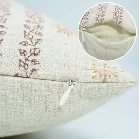 Hand Block Print Viscose Linen Pillow Cover - Happy Bloom