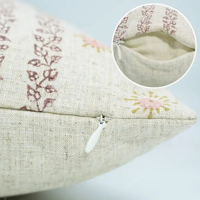 Hand Block Print Viscose Linen Pillow Cover - Happy Bloom
