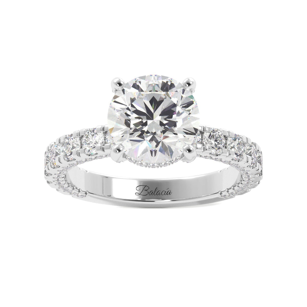 Round Diamond Iced Out Micropave Engagement Ring