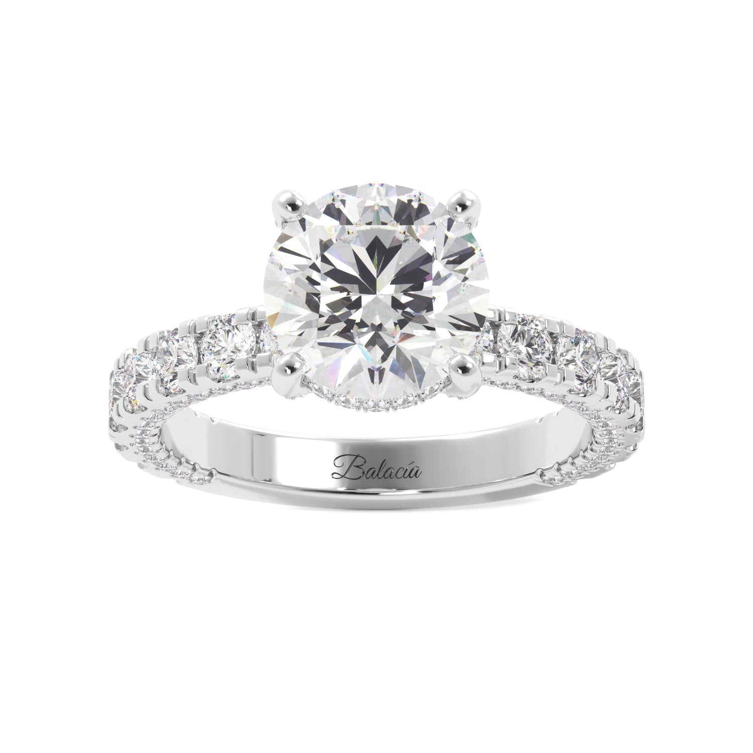 Round Diamond Iced Out Micropave Engagement Ring