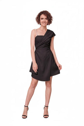 Celeste Draped Mini Dress - Black