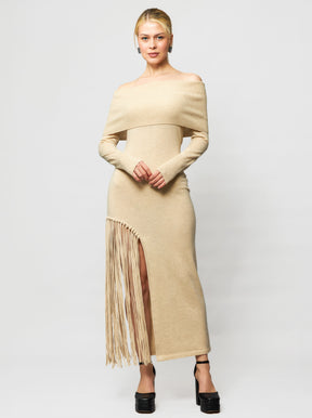 Peris Off-Shoulder Cashmere Maxi Dress