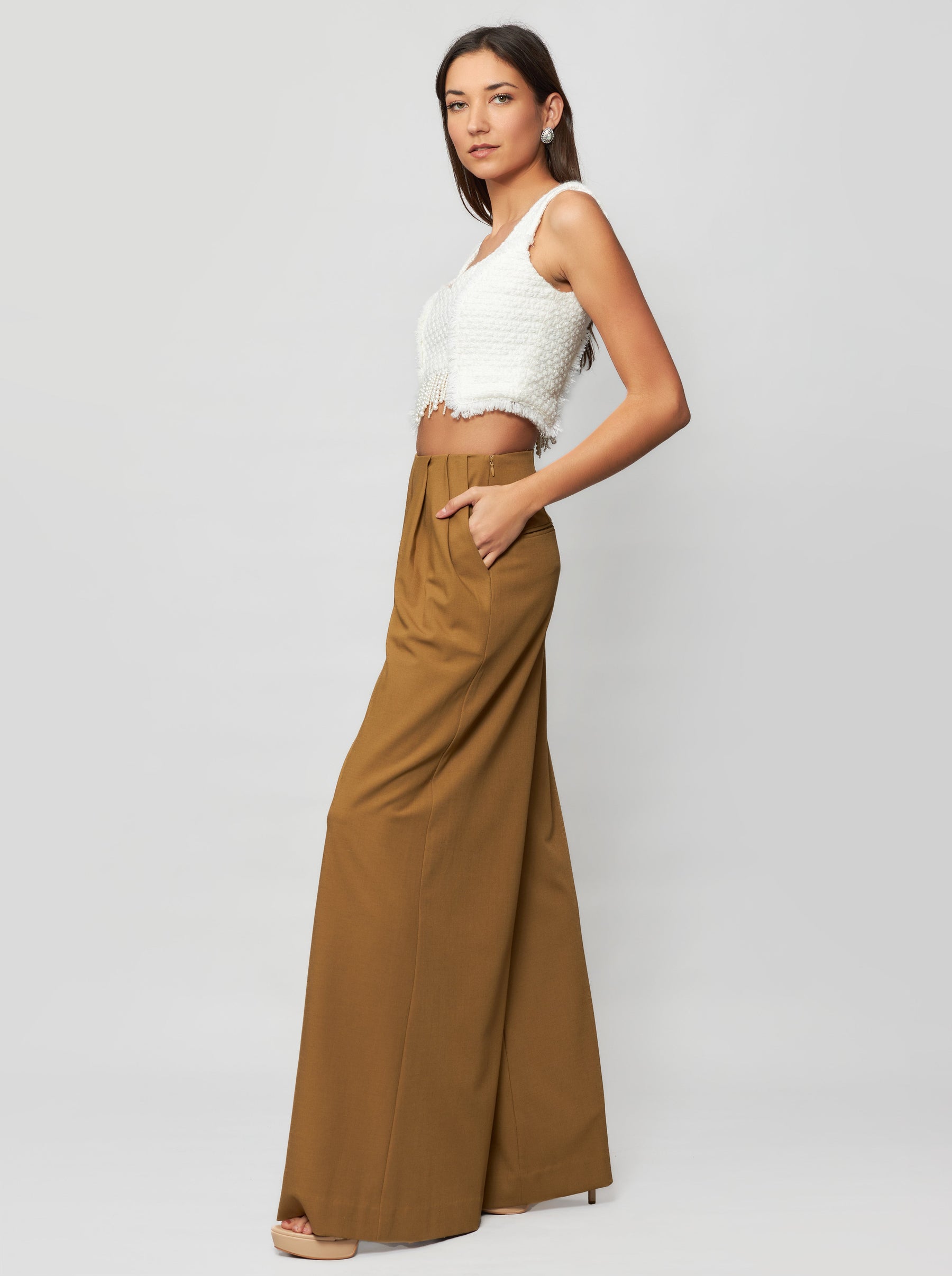 Tia Shimmering Tweed Bouclé Crop Top