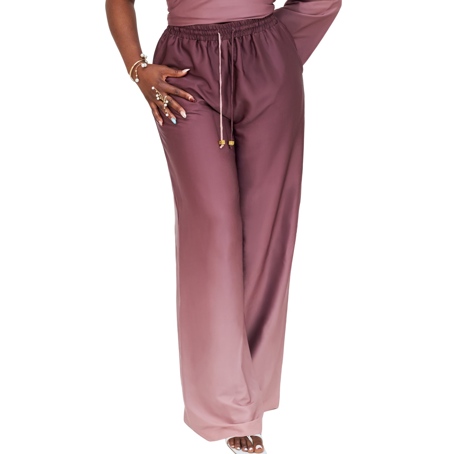 High Waisted Wide Leg Drawstring Pants
