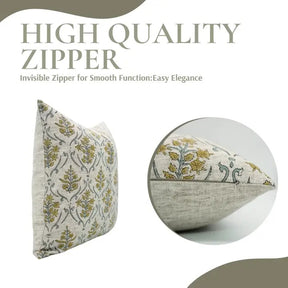 Natural Hand Block Printed Viscose Linen Pillow Cover - Vishal Pushp