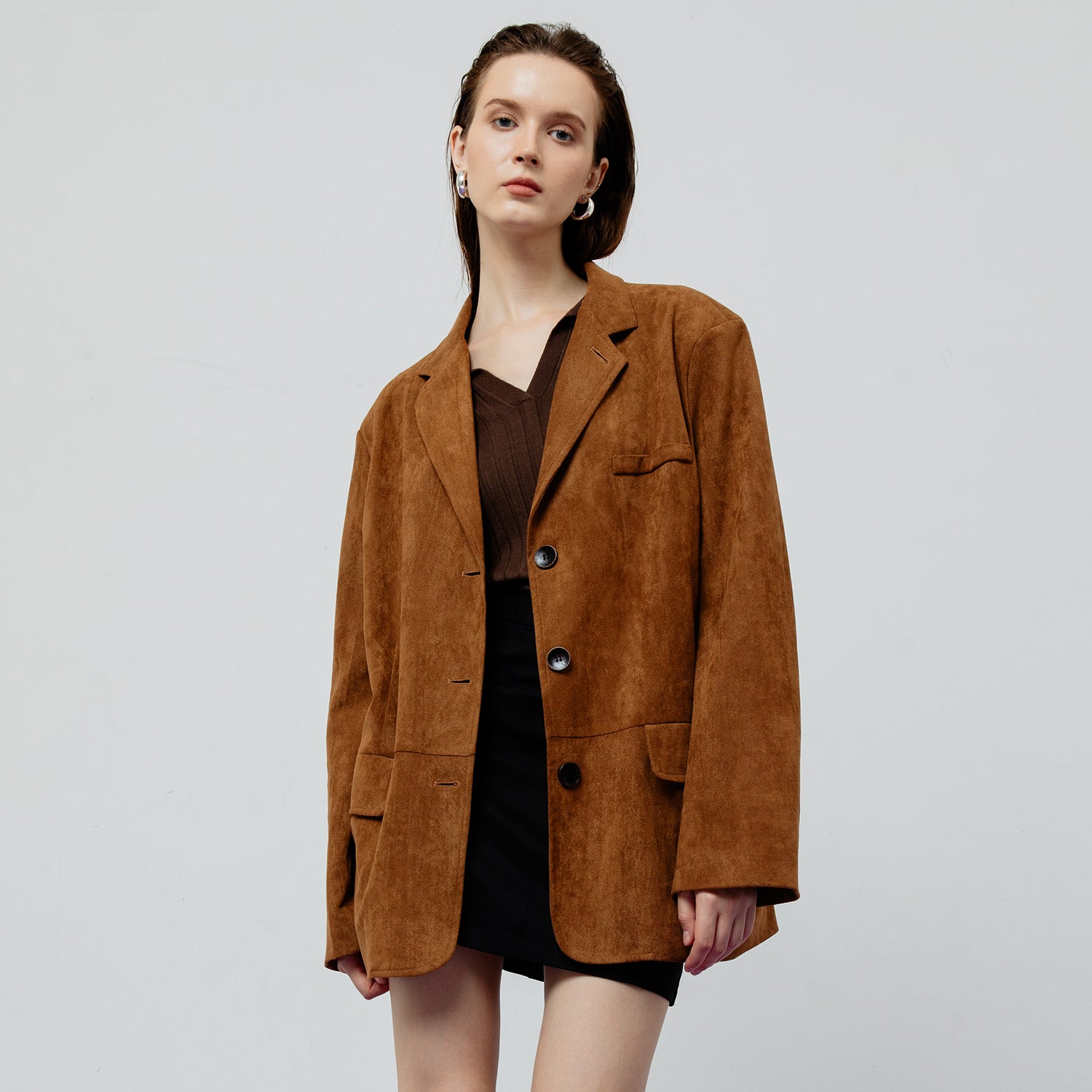 LENNOX BROWN SUEDE BLAZER JACKET