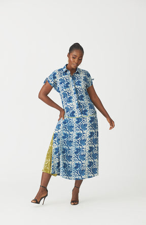 Oriri Abstract Indigo shirt dress