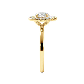 Round Tapered Baguette Halo Diamond Engagement Ring