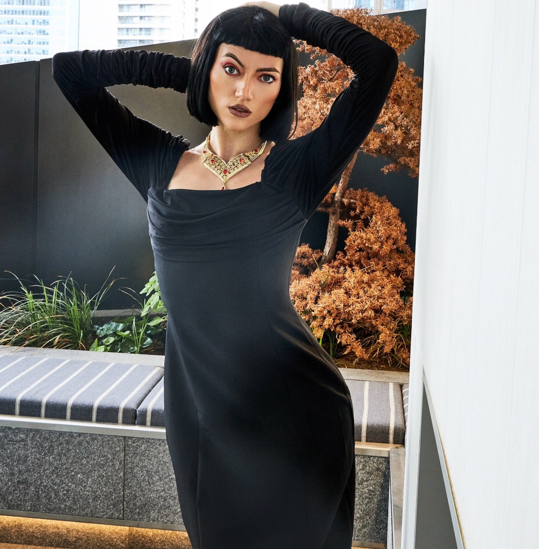 Ruched Sleeves Bodycon Dress