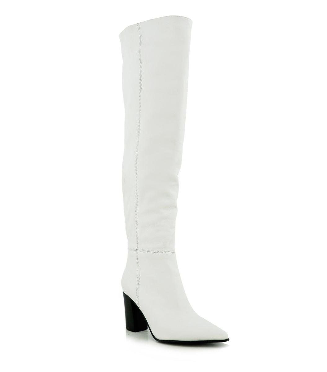 Chic White High-Top Boots Nasha