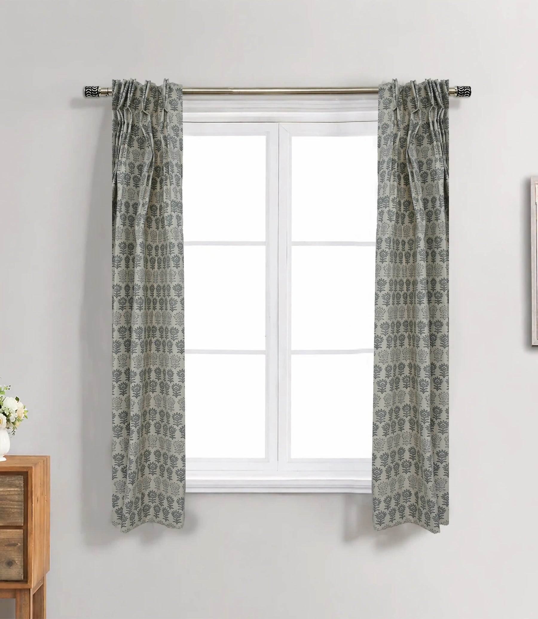 Surajmuki Artisan Floral Block Print Linen Curtains