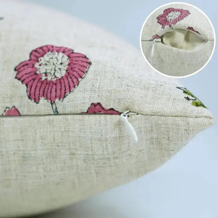 Handcarfted Hand Block Design Viscose Linen Pillow Cover - Amitabh