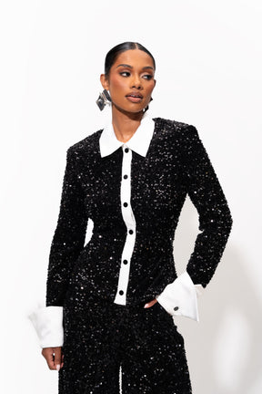 REI Sequin Pant Set in ONYX