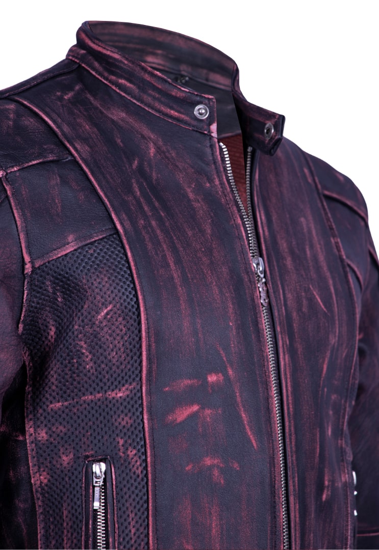 Wine red heather leather jacket