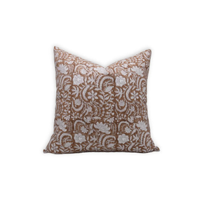 Natural Handmade Block Printed Thick Cotton White Cushion Cover-Kundanvan