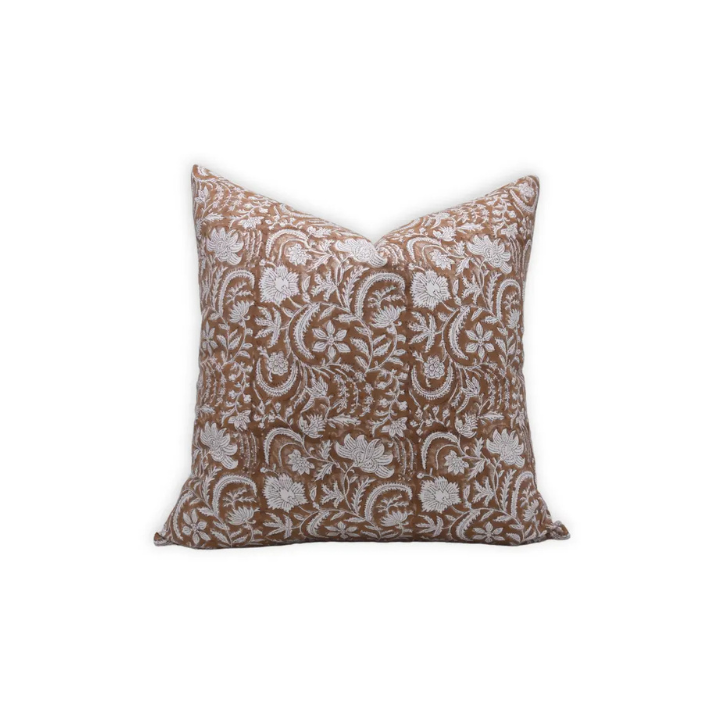 Natural Handmade Block Printed Thick Cotton White Cushion Cover-Kundanvan