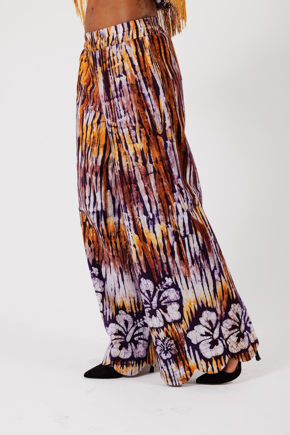 FRIDA, wide-leg batik trousers