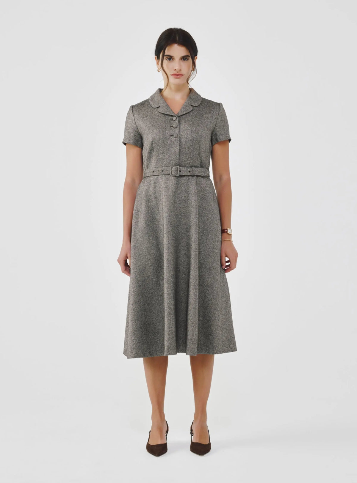 Classic Fancy Tweed Midi Dress