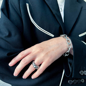 Silver Round Chain Necklace Bracelet Set