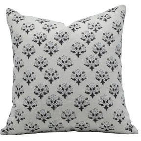 Artfully Handcrafted Block-Printed Pure Linen Pillow Cover - Diwali Flower