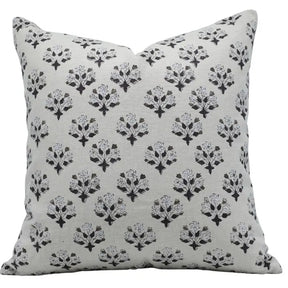 Artfully Handcrafted Block-Printed Pure Linen Pillow Cover - Diwali Flower
