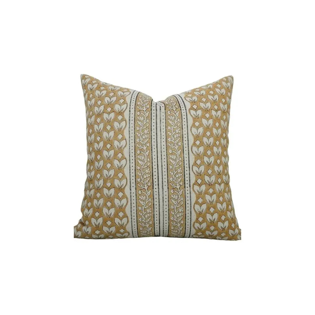 Handmade Bohemian Pure Linen Pillow Cover-titli Border