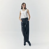 ARIA LOOSE BLACK LEATHER PANTS