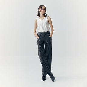 ARIA LOOSE BLACK LEATHER PANTS
