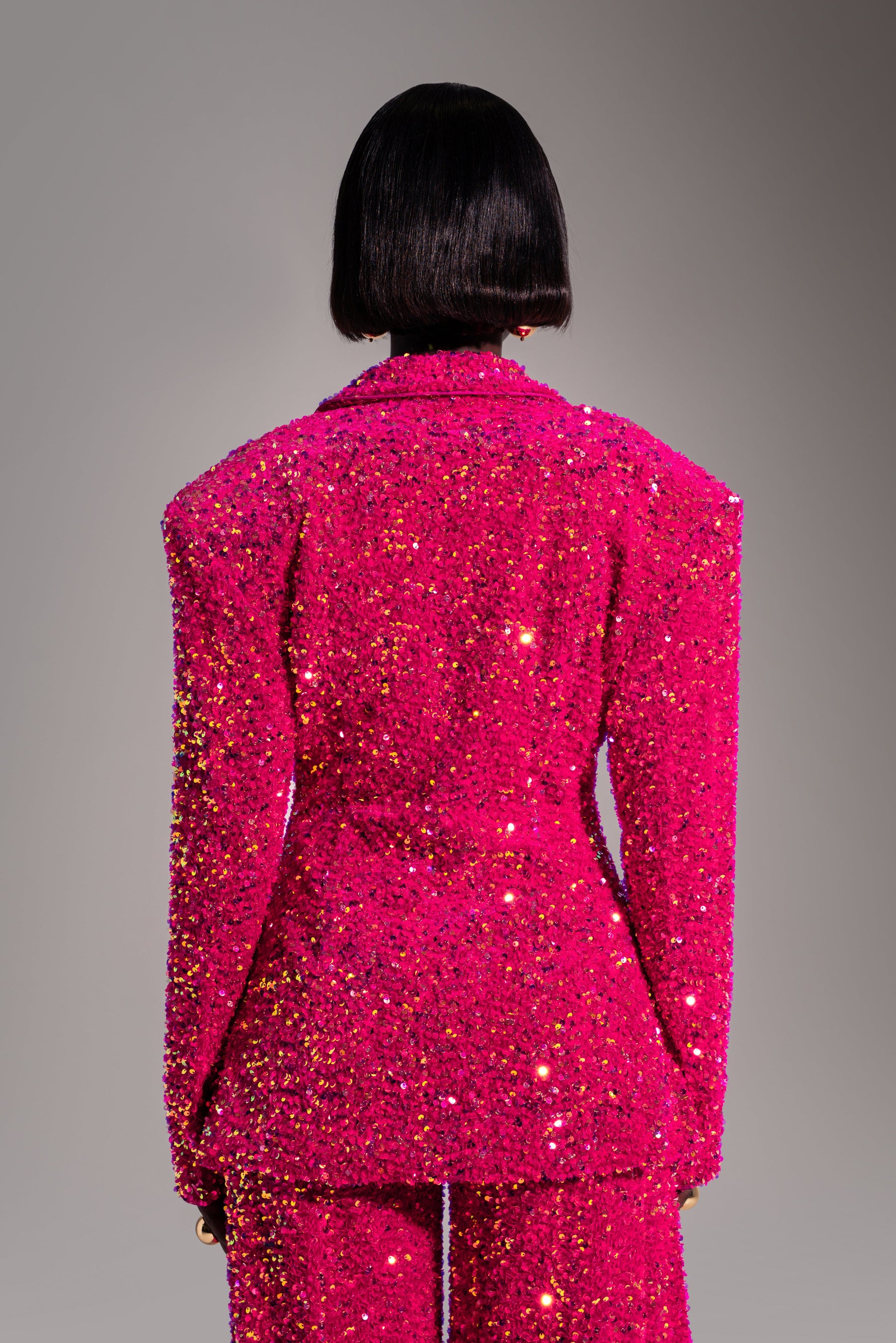 LIZA Sequin Blazer in PINK SPINEL