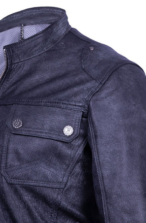 Dark Gray Distressed Leather Jacket