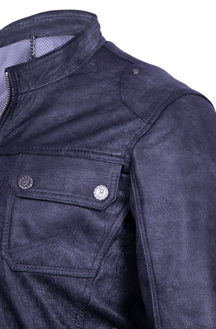 Dark Gray Distressed Leather Jacket