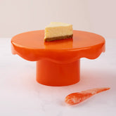 Scallop Resin Cake stand, Orange- 9.5x4.5 Inches