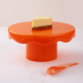 Scallop Resin Cake stand, Orange- 9.5x4.5 Inches