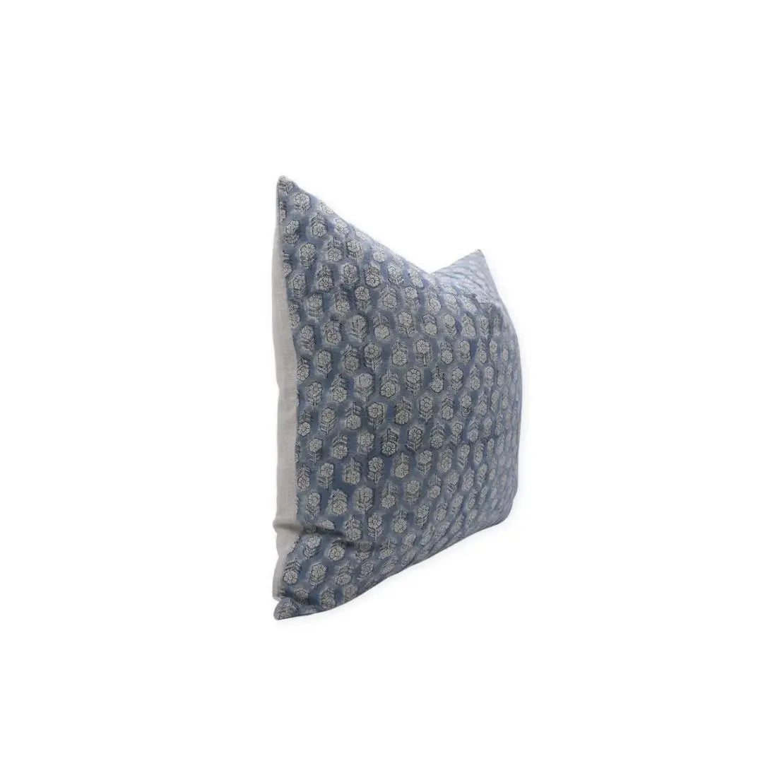 Decorative Block Print Thick Linen Cushion Cover-Tulsi Buti