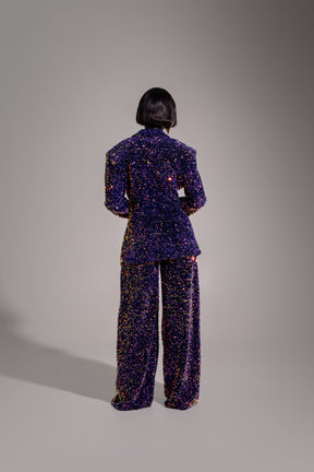 LIZA Sequin Blazer in TANZANITE