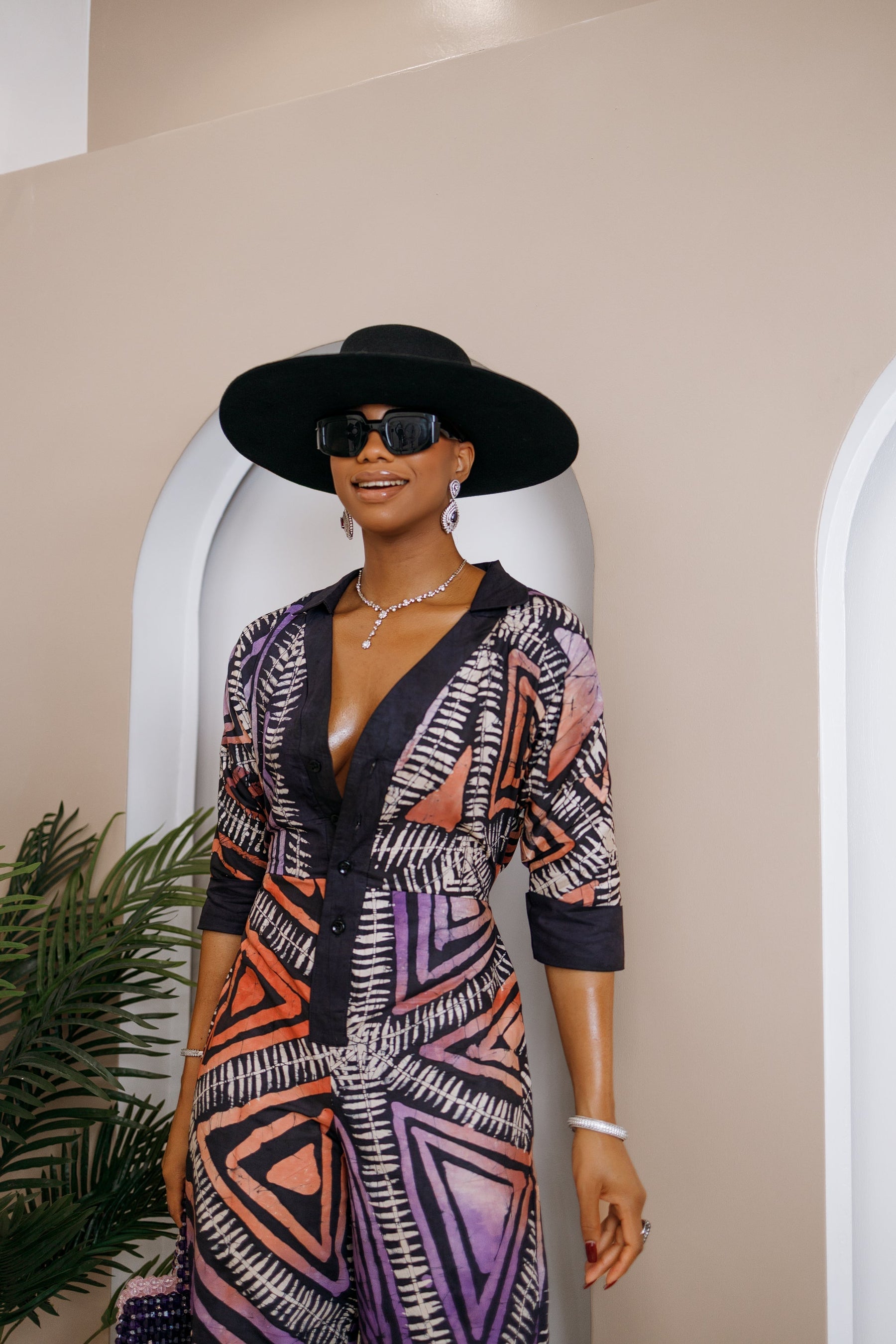 Udo Adire Chiffon Jumpsuit – Hand-dyed Statement Wear