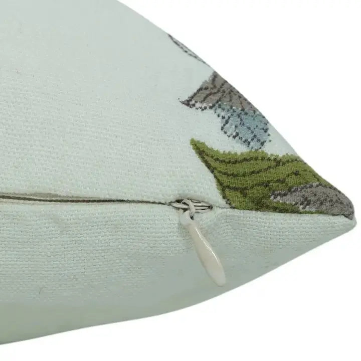 Floral Hand Block Print Boho Thick Cotton White Pillow Cover- Abhishek