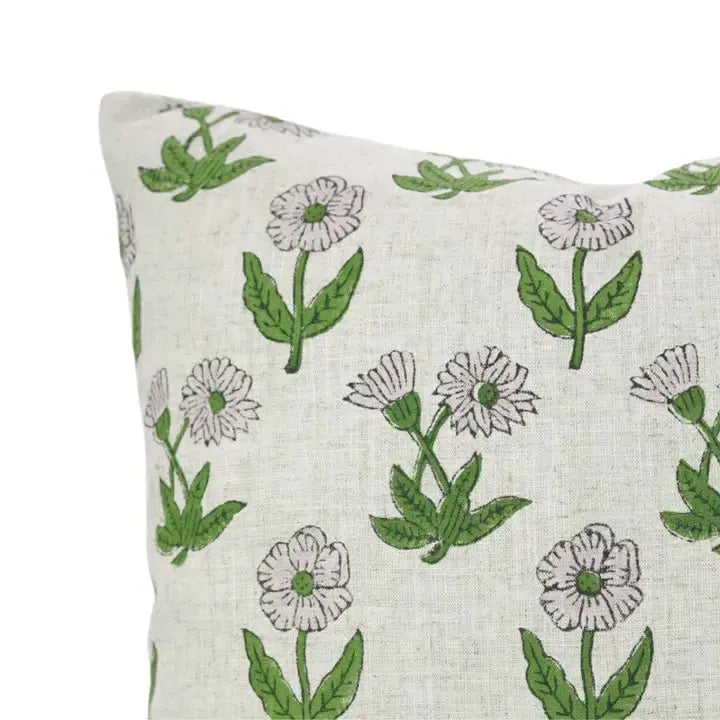 Handcarfted Hand Made Block Printed Viscose Linen Piillow Cover - Kirti