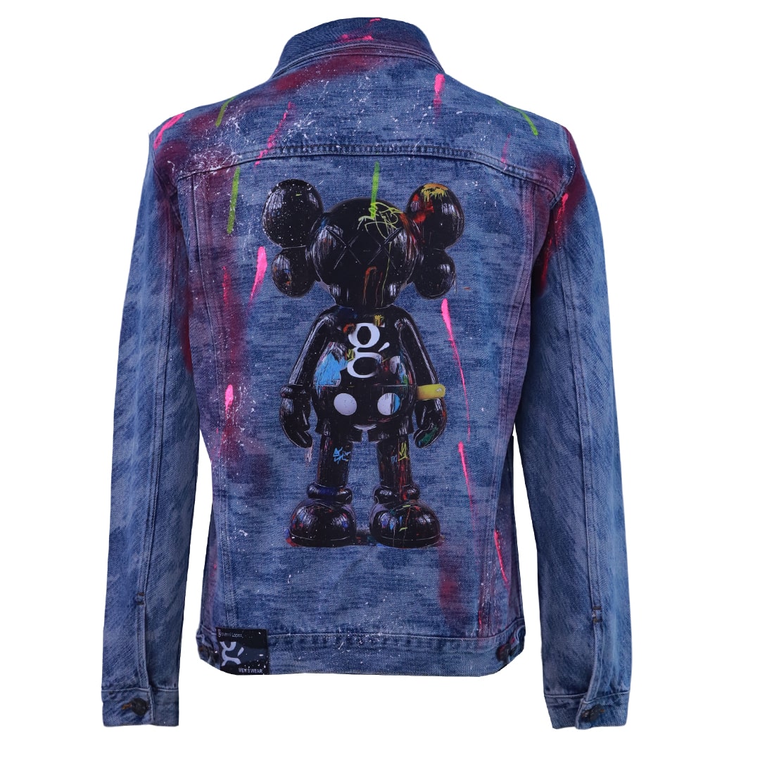 Blue denim jacket with back print
