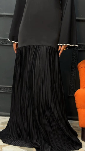 Laho Black Pearl Maxi Pleated Dress