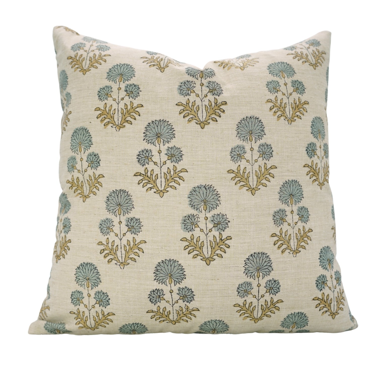 Decorative Hand Block Print Linen Blend Floral Throw Pillows Cover - Rishi