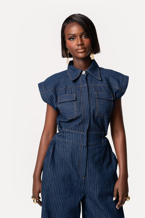 Denim Pinstripe JAKKI Jumpsuit