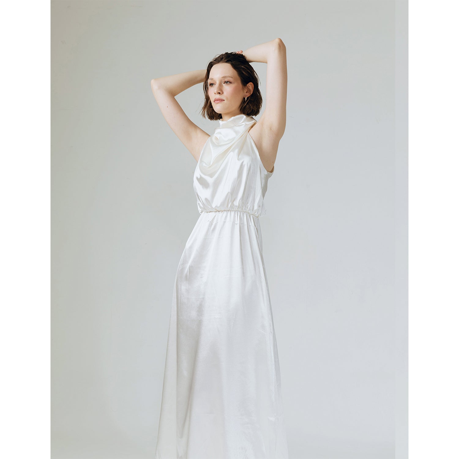 AMELIA RUFFLE NECK DRESS