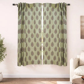 Handmade Vatika Floral Block Print Linen Curtain