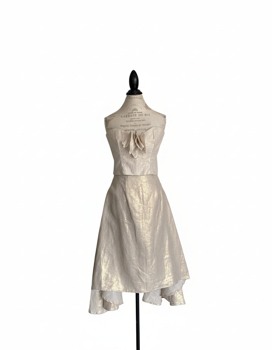 Luxe Linen Metallic Top & Skirt Set