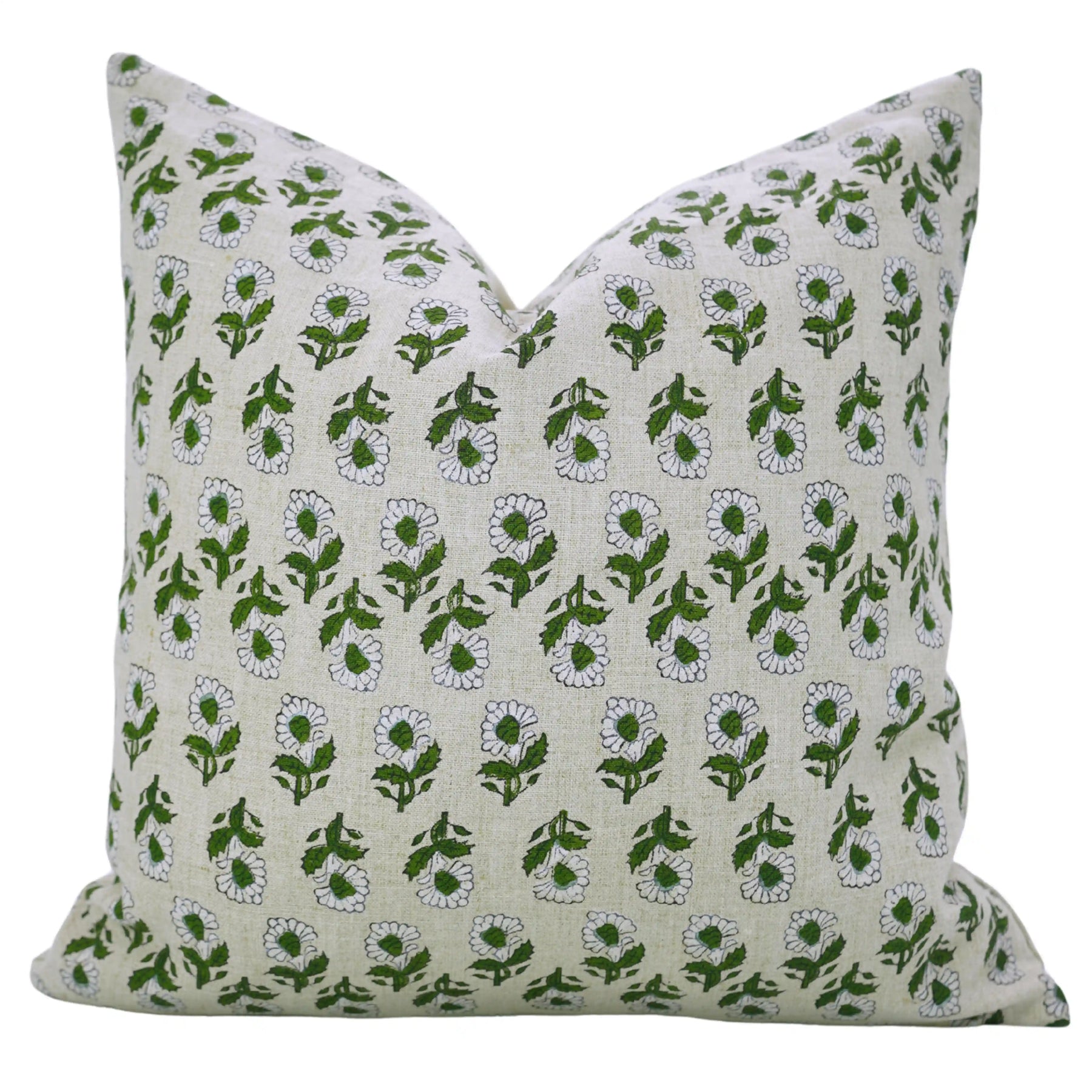 Artisan Style Block Print Pure Linen Pillow Cover - Ashoka