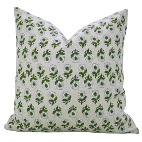 Artisan Style Block Print Pure Linen Pillow Cover - Ashoka