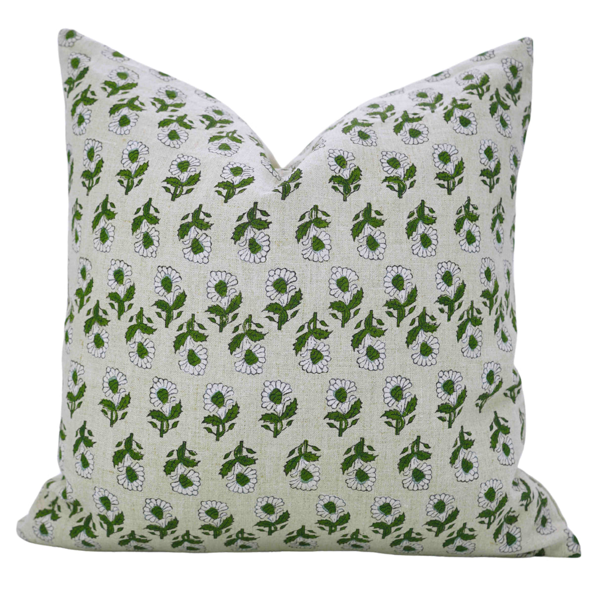 Artisan Style Block Print Pure Linen Pillow Cover - Ashoka