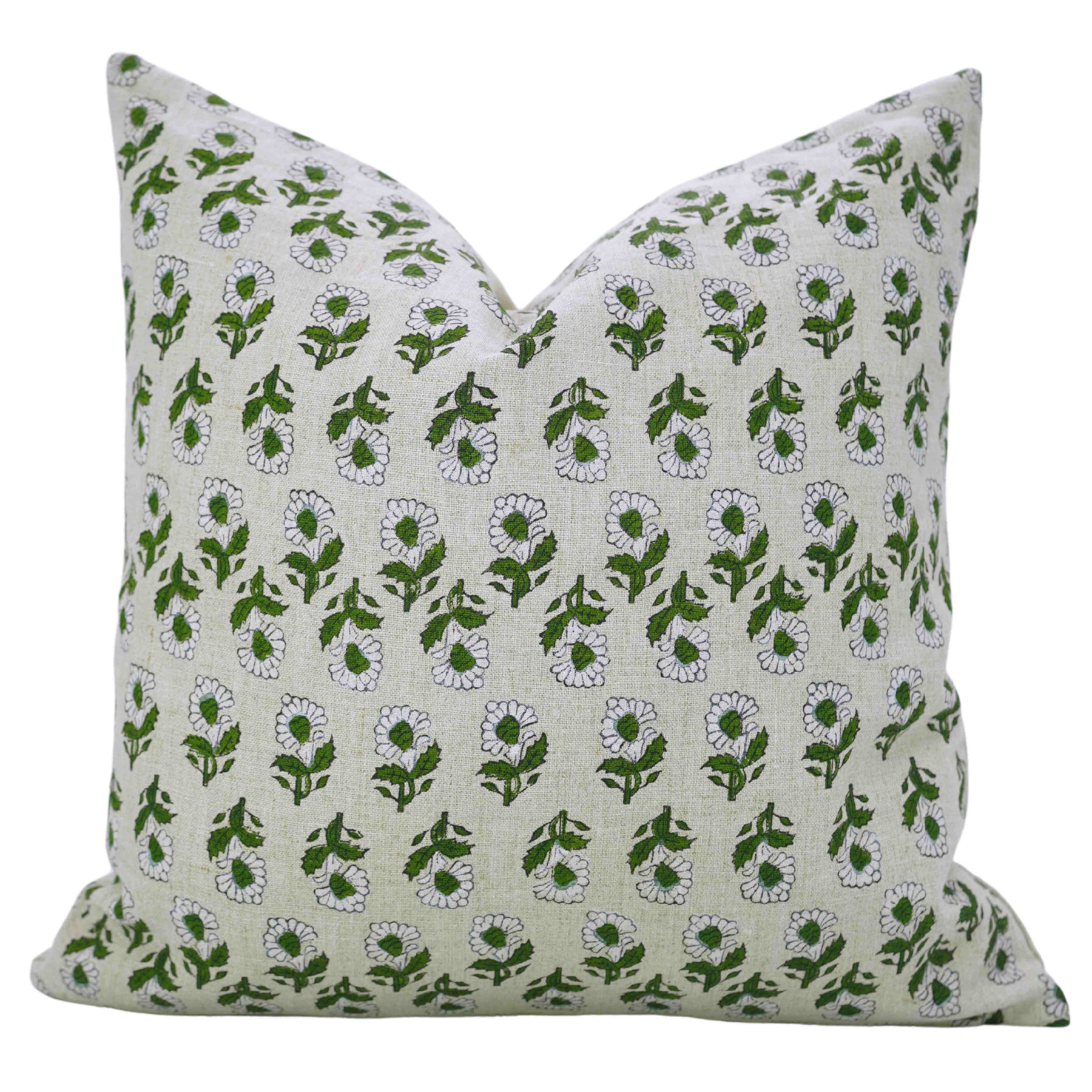 Artisan Style Block Print Pure Linen Pillow Cover - Ashoka