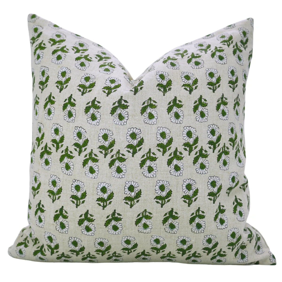 Artisan Style Block Print Pure Linen Pillow Cover - Ashoka
